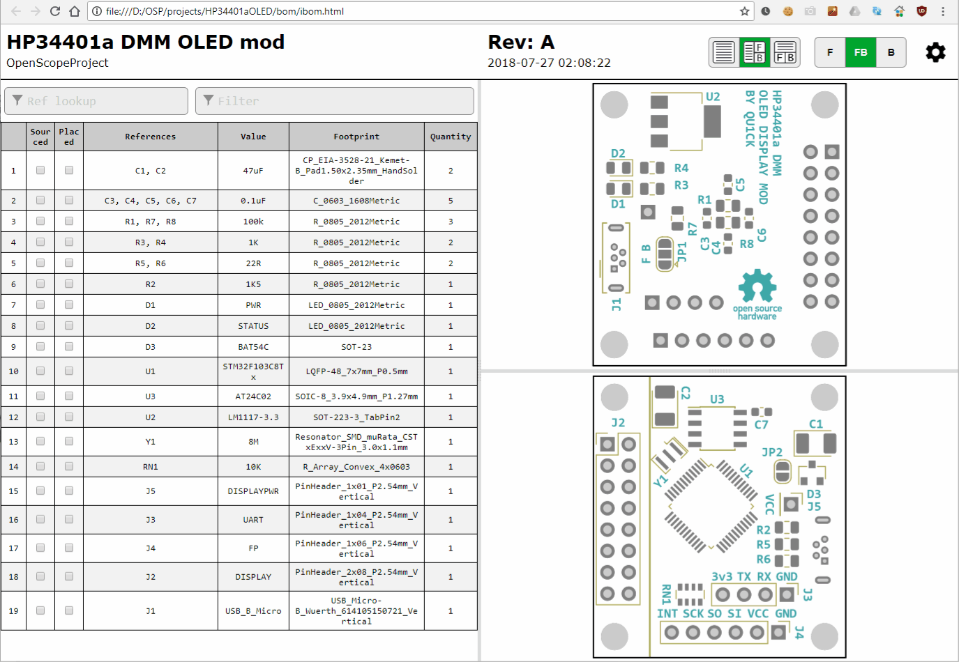 Interactive HTML BOM